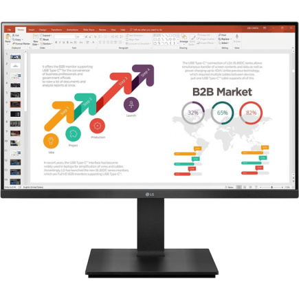 60.4cm/23.8' (1920x1080) LG 24BP45SP-B 16:9 5ms IPS HDMI DP Pivot Speaker Full HD Black