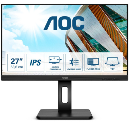 68,6cm/27'' (2560x1440) AOC Q27P2Q 4ms 16:9 USB HDMI DisplayPort Speaker Pivot Quad HD Must