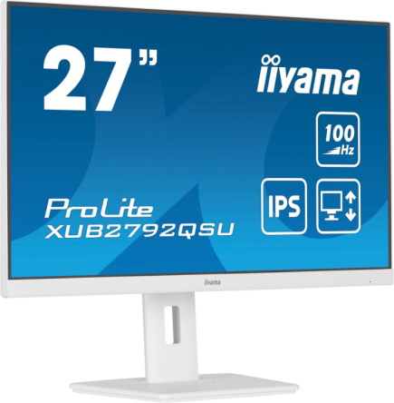 iiyama ProLite 27” QHD IPS technology panel with USB hub and 100Hz refresh rate and 150mm height adjustable stand