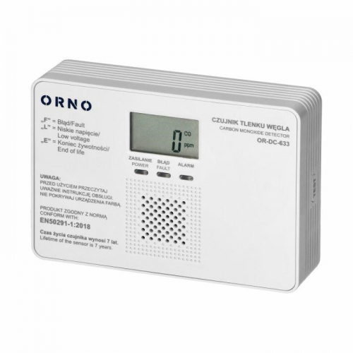 ORNO CARBON MONOXIDE DETECTOR DISPLAY 9V