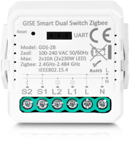 GISE Smart Dual Zigbee Relay Module | Tuya | GDS-ZB