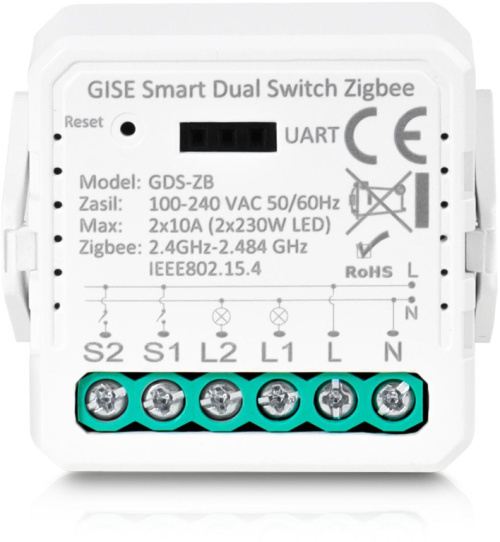 GISE Smart Dual Zigbee Relay Module | Tuya | GDS-ZB
