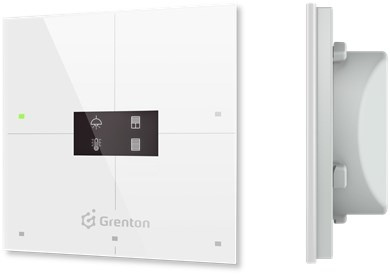 Grenton smart panel / 4 touch fields / OLED / TF-Bus display / white glass front
