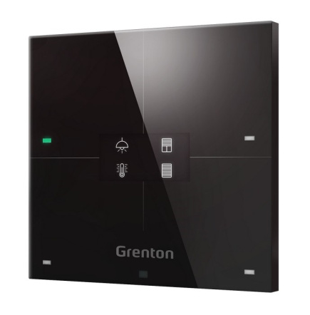 Grenton smart panel / 4 touch fields / OLED display / Wi-Fi / black glass front