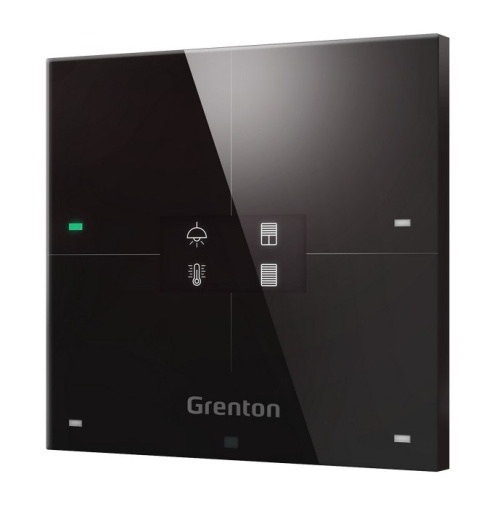 Grenton smart panel / 4 touch fields / OLED display / Wi-Fi / black glass front