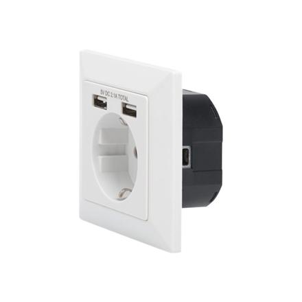 Digitus Safety socket for flush mounting with 2 USB ports | DA-70613