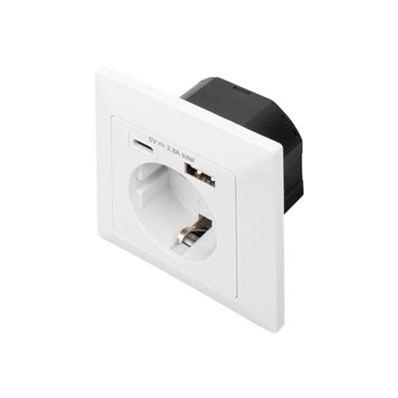 Digitus | Safety Plug for Flush Mounting with 1 x USB Type-C, 1 x USB A