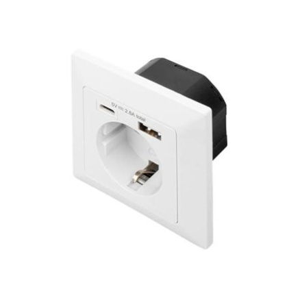 Digitus | Safety Plug for Flush Mounting with 1 x USB Type-C, 1 x USB A Digitus | Safety Plug for Flush Mounting with 1 x USB Type-C, 1 x USB A