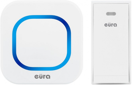 WIRELESS DOORBELL ''EURA'' WDP-80H2 ''FOLK'' battery-free, push button (kinetic), expandable