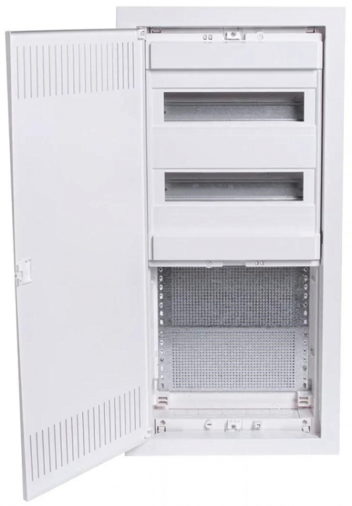 Recessed plastic multimedia installation enclosure, 2 rows, 24 modules + 3-row mounting plate Noark PMF-C 60-2