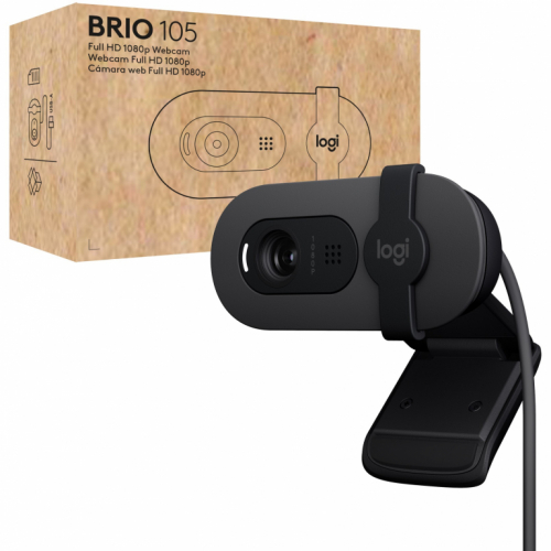 Logitech Brio 105 Full HD 1080p Business Webcam with Auto-Light Balance, Privacy Shutter