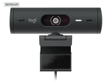 Logitech BRIO 505 1920x1080 30fps 4MP HDR RightSight auto-framing, Auto Focus, Auto ALight Sensor, USB-C, Graphite Balck