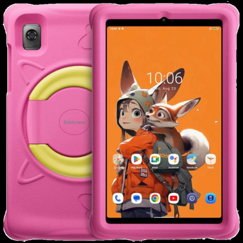 Blackview Tab 60 Kids, 8.68inch WXGA+ 800*1340, T606 Octa-core 1.6GHz, Front 5MP; Rear 8MP camera, memory 4GB/128GB, 6050mAh battery, Android 13, Support Dual SIM card, 802.11 a/b/g/n/ac(2.4/5GHz),Pink