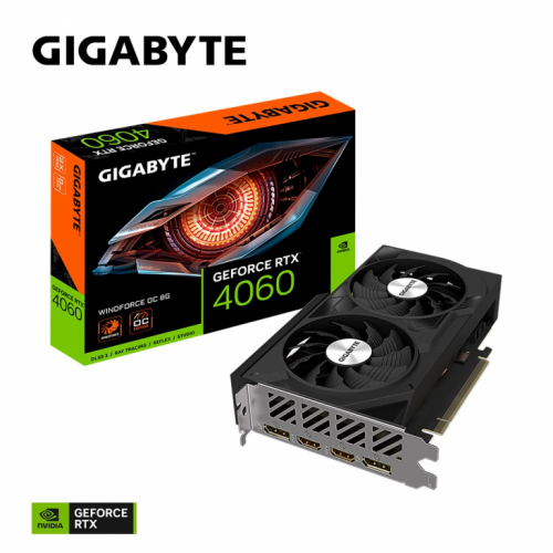 Gigabyte Graphics Card GeForce RTX 4060 WINDFORCE OC 8G GDDR6 128bit 2DP