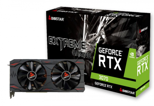 Graphics Card|BIOSTAR|NVIDIA GeForce RTX 3070|8 GB|GDDR6|256 bit|PCIE 4.0 16x|GPU 1500 MHz|Dual Slot Fansink|1xHDMI|3xDisplayPort|VN3706RM82