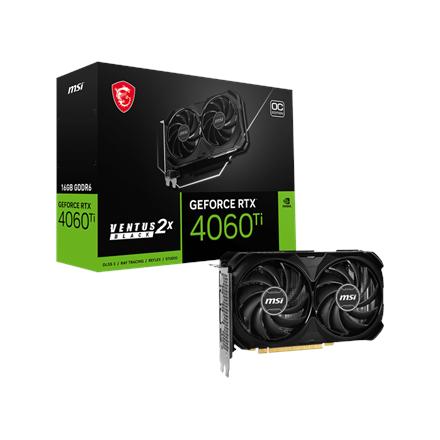 MSI | GeForce RTX 4060 Ti VENTUS 2X BLACK 16G OC | NVIDIA | 16 GB | GeForce RTX 4060 Ti | GDDR6 | HDMI ports quantity 1 | PCI Express Gen 4 x 16 | Memory clock speed 18000 MHz