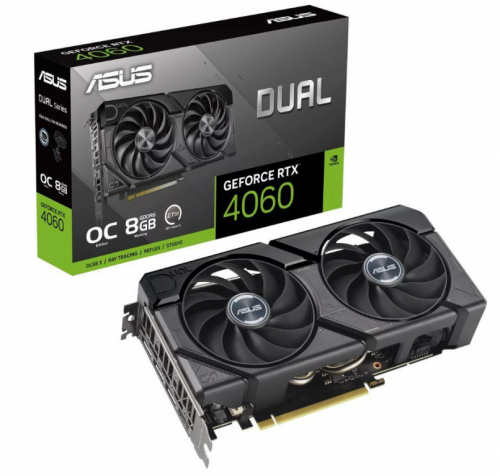 Graphics Card|ASUS|NVIDIA GeForce RTX 4060|8 GB|GDDR6|128 bit|PCIE 4.0 16x|Dual Slot Fansink|1xHDMI|3xDisplayPort|DUAL-RTX4060-O8G-EVO