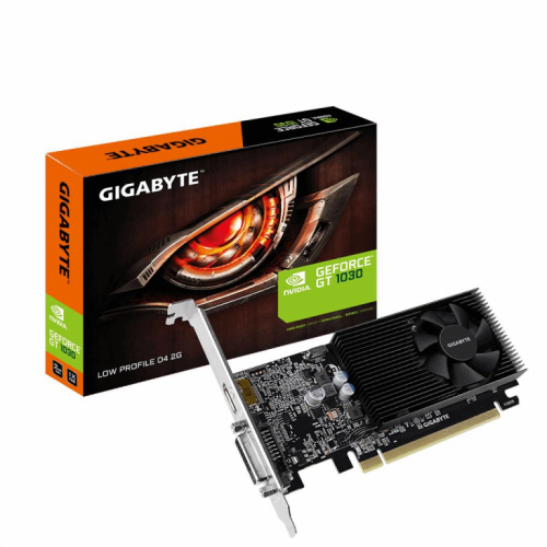 Graphics Card|GIGABYTE|NVIDIA GeForce GT 1030|2 GB|GDDR4|64 bit|PCIE 3.0 16x|Memory 2100 MHz|GPU 1177 MHz|Single Slot Fansink|1xDVI-D|1xHDMI|GV-N1030D4-2GL