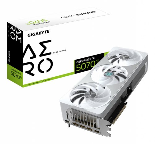 GIGABYTE GeForce RTX 5070 Ti AERO OC 16G Graphics Card - 16GB GDDR7, 256bit, PCI-E 5.0, 2588 MHz Core Clock, 3 x DP 2.1a, 1 x HDMI 2.1b, NVIDIA DLSS 4, GV-N507TAERO OC-16GD