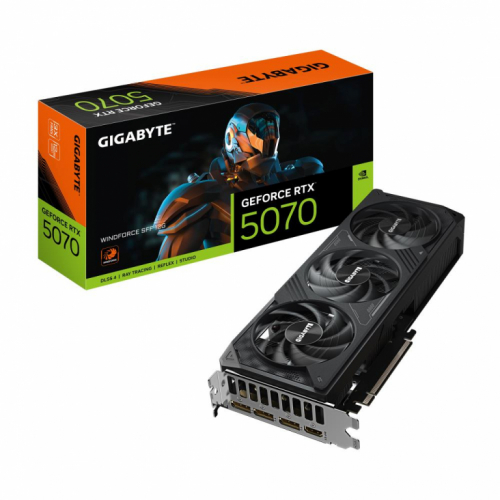 Graphics Card|GIGABYTE|NVIDIA GeForce RTX 5070|12 GB|GDDR7|192 bit|PCIE 5.0 16x|GPU 2512 MHz|Triple slot Fansink|1xHDMI|3xDisplayPort|GV-N5070WF3-12GD1.0