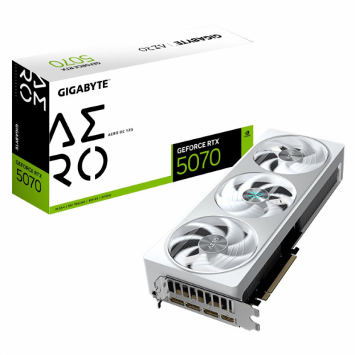 Graphics Card|GIGABYTE|NVIDIA GeForce RTX 5070|12 GB|GDDR7|192 bit|PCIE 5.0 16x|GPU 2625 MHz|Triple slot Fansink|1xHDMI|3xDisplayPort|GV-N5070AEROOC-12GD