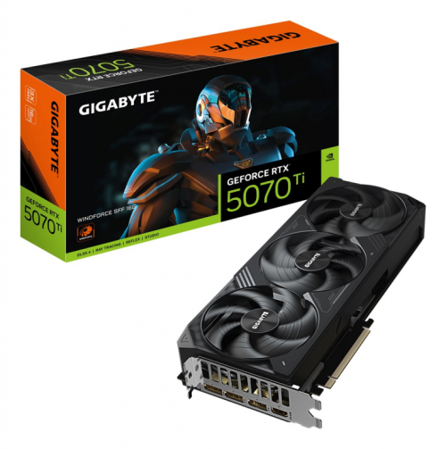 GIGABYTE GeForce RTX 5070 Ti WINDFORCE 16G Graphics Card - 16GB GDDR7, 256bit, PCI-E 5.0, 2497 MHz Core Clock, 3 x DP 2.1a, 1 x HDMI 2.1b, NVIDIA DLSS 4, GV-N507TWF3-16GD