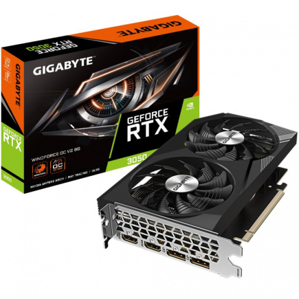 Graphics Card|GIGABYTE|NVIDIA GeForce RTX 3050|8 GB|GDDR6|128 bit|PCIE 4.0 16x|Memory 14000 MHz|2xHDMI|2xDisplayPort|GV-N3050WF2OCV2-8GD Graphics Card|GIGABYTE|NVIDIA GeForce RTX 3050|8 GB|GDDR6|128 bit|PCIE 4.0 16x|Memory 14000 MHz|2xHDMI|2xDisplayPort|GV-N3050WF2OCV2-8GD