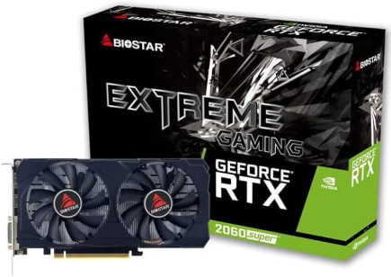 Graphics Card|BIOSTAR|NVIDIA GeForce RTX 2060 SUPER|8 GB|GDDR6|256 bit|PCIE 3.0 16x|GPU 1470 MHz|Dual Slot Fansink|1xDVI-D|1xHDMI|1xDisplayPort|VN2066RF82