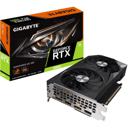 Graphics Card|GIGABYTE|NVIDIA GeForce RTX 3060|12 GB|GDDR6|192 bit|PCIE 4.0 16x|Memory 15000 MHz|GPU 1792 MHz|2xHDMI|2xDisplayPort|GV-N3060WF2OC-12GD2.0 Graphics Card|GIGABYTE|NVIDIA GeForce RTX 3060|12 GB|GDDR6|192 bit|PCIE 4.0 16x|Memory 15000 MHz|GPU 1792 MHz|2xHDMI|2xDisplayPort|GV-N3060WF2OC-12GD2.0