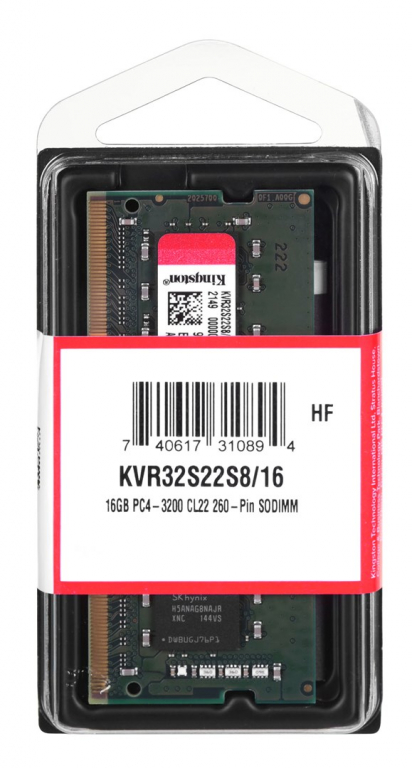 Kingston Technology KVR32S22S8/16 memory module 16 GB 1 x 16 GB DDR4 3200 MHz