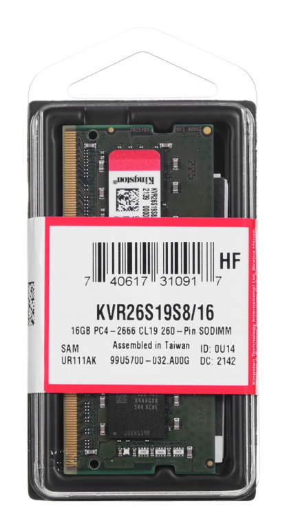 Kingston Technology KVR26S19S8/16 memory module 16 GB 1 x 16 GB DDR4 2666 MHz