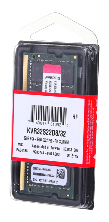 Kingston Technology ValueRAM KVR32S22D8/32 memory module 32 GB 1 x 32 GB DDR4 3200 MHz