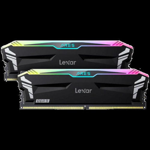 Lexar 32GB Kit (2x16GB) Ares DDR5 6000 CL30 1.35V Memory with heatsink and RGB lighting,Dual pack, Black Color