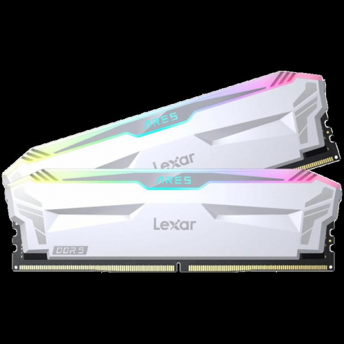 Lexar Ares DDR5 (2X16GB) 6400 CL32 1.4V Memory with heatsink and RGB lighting,Dual pack, White Color