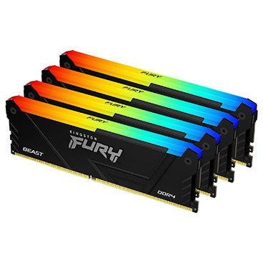 KINGSTON 64GB 3200MT/s DDR4 CL16 DIMM Kit of 4 1Gx8 FURY Beast RGB