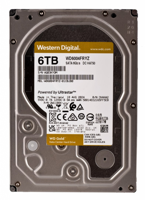 Western Digital Gold WD6004FRYZ internal hard drive 6 TB 7200 RPM 128 MB 3.5