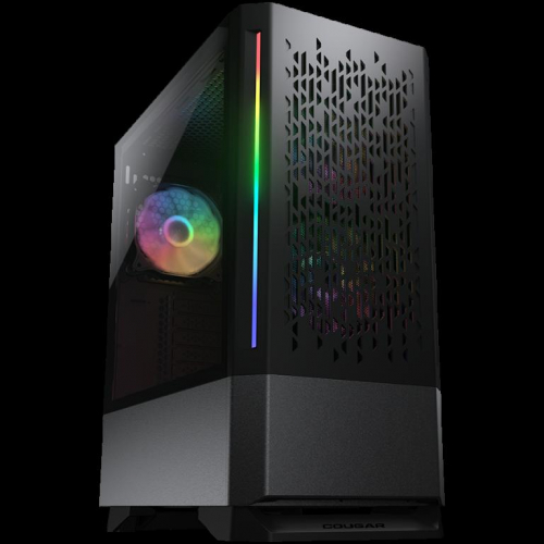 COUGAR | MX430 Air RGB Black | PC Case | Mid Tower / Air Vents Front Panel with ARGB strips / 3 x ARGB Fans / 4mm TG Left Panel