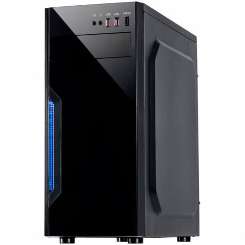 Chassis INTER-TECH B-42 Black Midi Tower, ATX, 2xUSB2.0, Blue LED strip, PSU optional