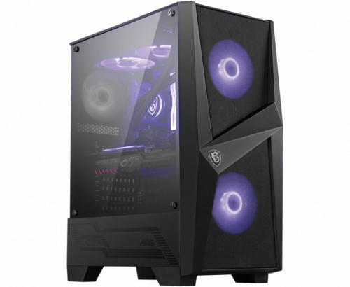 MSI MAG FORGE 100M Mid Tower Gaming Computer Case 'Black, 2x 120mm ARGB PWM Fan, 1x 120mm Fan, 1-6 ARGB Hub, Mystic Light Sync, Tempered Glass Panel, ATX, mATX, mini-ITX'