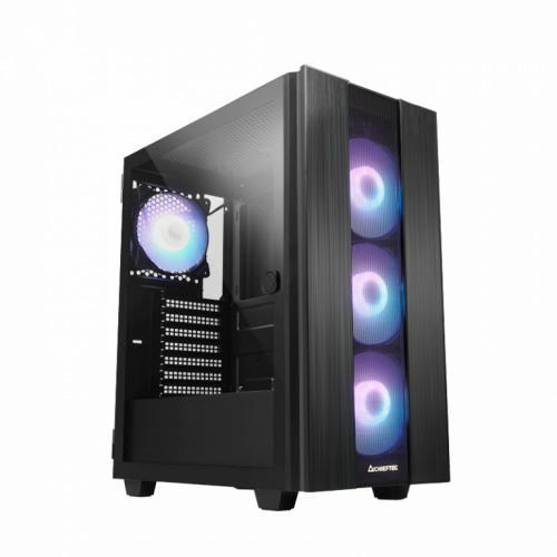 CHIEFTEC Hunter 2 Gaming Chassis 4x 120mm A-RGB fans, 1x Type-C, 1x USB3.1 Gen 1, ATX Black, Tempered Glass Side Panel