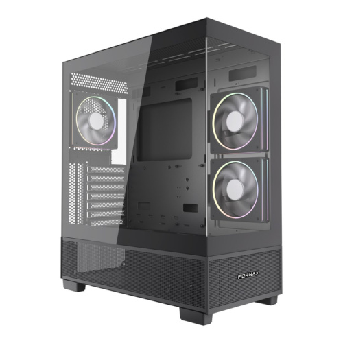 Gembird Gaming case Fornax X550 aquarium type, ATX, 2x USB 3.2 + 1x USB type-C, black