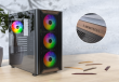 Wooden PC Case Montech XR, Midi-Tower, ATX, ARGB/ 4x GR120 mm ARGB PWM fans/ GPU 420mm/ CPU 175mm/ USB3.0*2 / Type-C*1 / Black