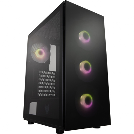 ATX CMT340 FSP Plus Mid tower/Tempered Glass side panel/2xUSB 3.0/HD Audio/ARGB/4x120mm fan/Must