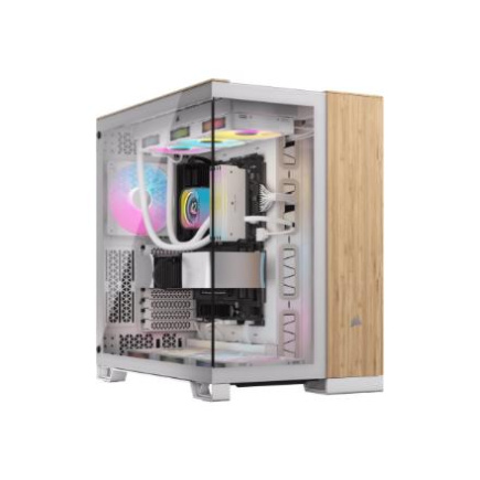 Corsair Dual Chamber PC Case | 6500X | Valge/Bamboo wood | Mid Tower | Power supply included No