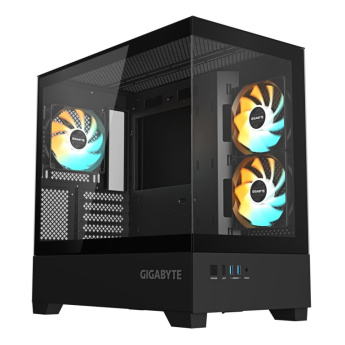 Case|GIGABYTE|C201 PANORAMIC|MidiTower|Case product features Rackmountable/Removeable HDD basket/Transparent panel|Not included|MicroATX|MiniITX|Colour Black|GB-C201P