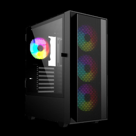 Gembird Fornax 4000 ARGB gaming ATX computer case, Midi Tower, backlight, Black