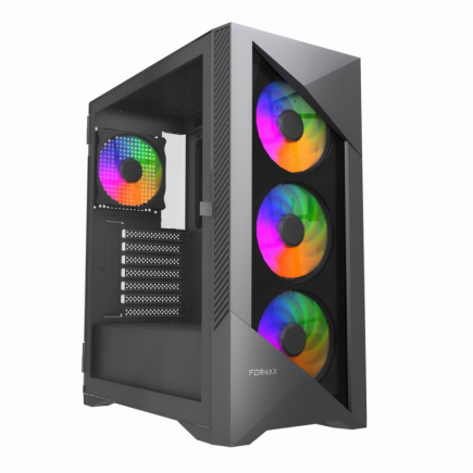 Gembird CCC-FC-900ARGB Gaming computer case Fornax 900, ATX, Must
