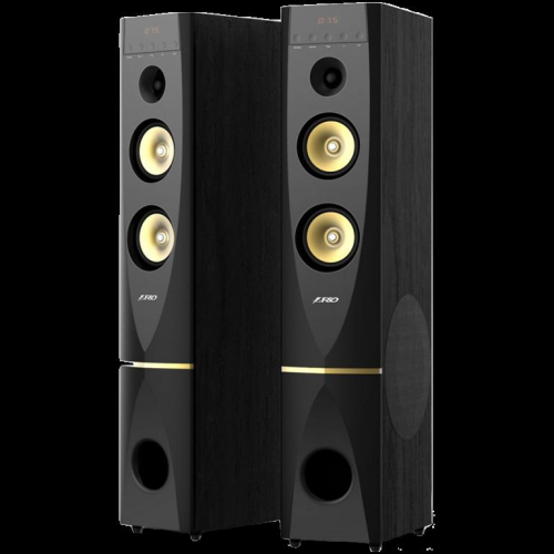 F&D T-88X 2.0 Floorstanding Speakers, 300W RMS (150x2), 1'' Tweeter + 5.25'' Speaker + 10'' Subwoofer for each channel, BT 4.2/HDMI/Optical/Coaxial/AUX/USB/FM/Karaoke function/LED Display/Remote Control/Mikrofon included/Wooden/Black