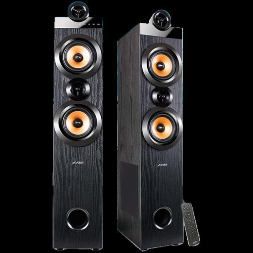 F&D T-70X 2.0 Floorstanding Speakers, 160W RMS (80Wx2), 1'' Tweeter + 5.25'' Speaker + 8'' Subwoofer for each channel, BT 5.0/HDMI(ARC)/Optical/Coaxial/AUX/USB/FM/Karaoke function/ LED Display/Remote control/Mikrofon included/Wooden/Black