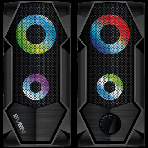 2.0 speakers SVEN 410, black, USB, power output 2x3W (RMS), light, producing sound in a range of 80 to 20,000 Hz